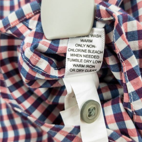 Banana Republic Short Sleeve Button-Up Shirts Men's Large 16 Lot of 2 Check Blue - Picture 7 of 15